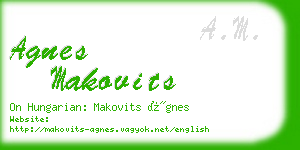 agnes makovits business card